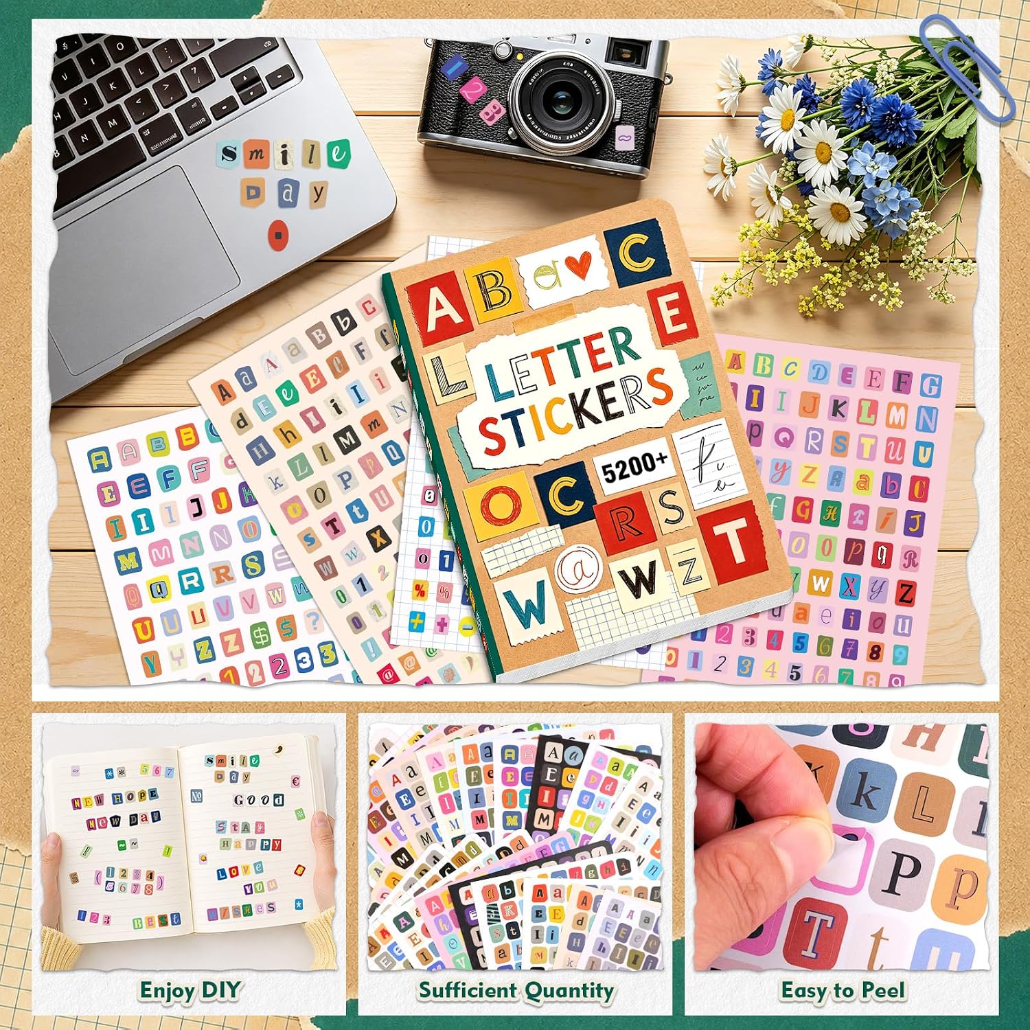5200Pcs+/48Sheets Self Adhesiv - Vintage Collectible Books 评论和价格