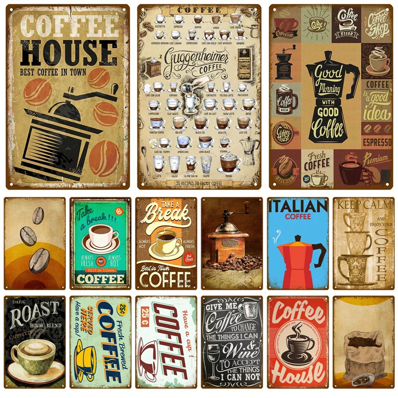 Metal Sign Retro Decor Coffee  - Vintage Collectible Plates 评论和价格